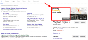 Google My Business Listing Yoghurt Digital
