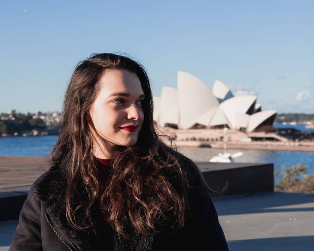 Chloe with the Sydney Opera House in the background