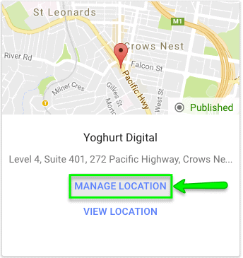 Manage location google my business