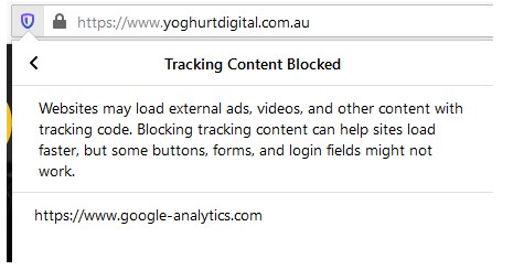 google analytics blocking in firefox