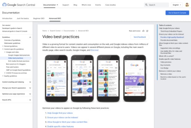 updated google video best practices guide
