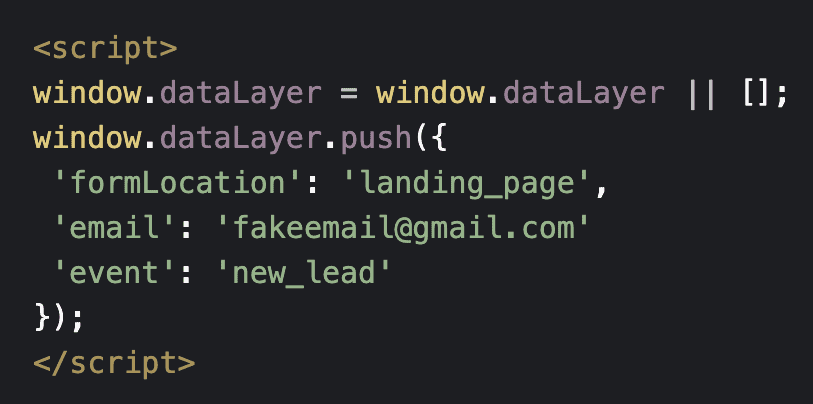 dataLayer.push code