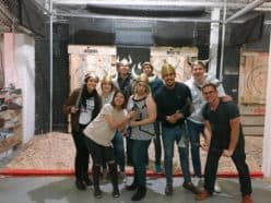 Team group photo after axe throwing
